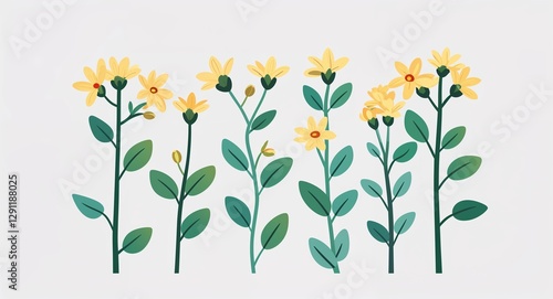 Wallpaper Mural Set bundle of jasmine minimalist childish style illustration on plain white background Torontodigital.ca