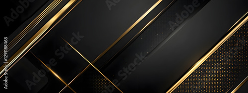 Black background with golden stripes and geometric shapes, a dark gray color scheme
