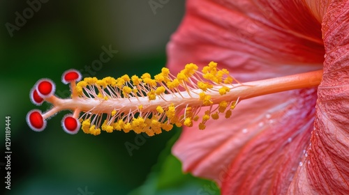 Hibiscus flower showcasing vibrant colors and intricate details in a lush garden setting photo