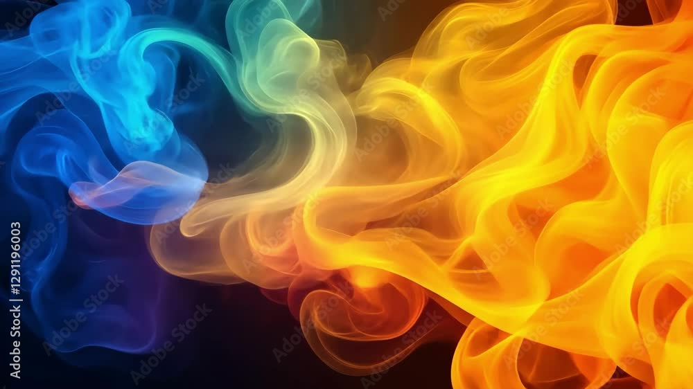 A colorful smokey background with blue, red and yellow flames. The smoke is thick and the colors are vibrant A colorful smokey background with blue, red and yellow flames. The smoke is thick and the colors are vibrant