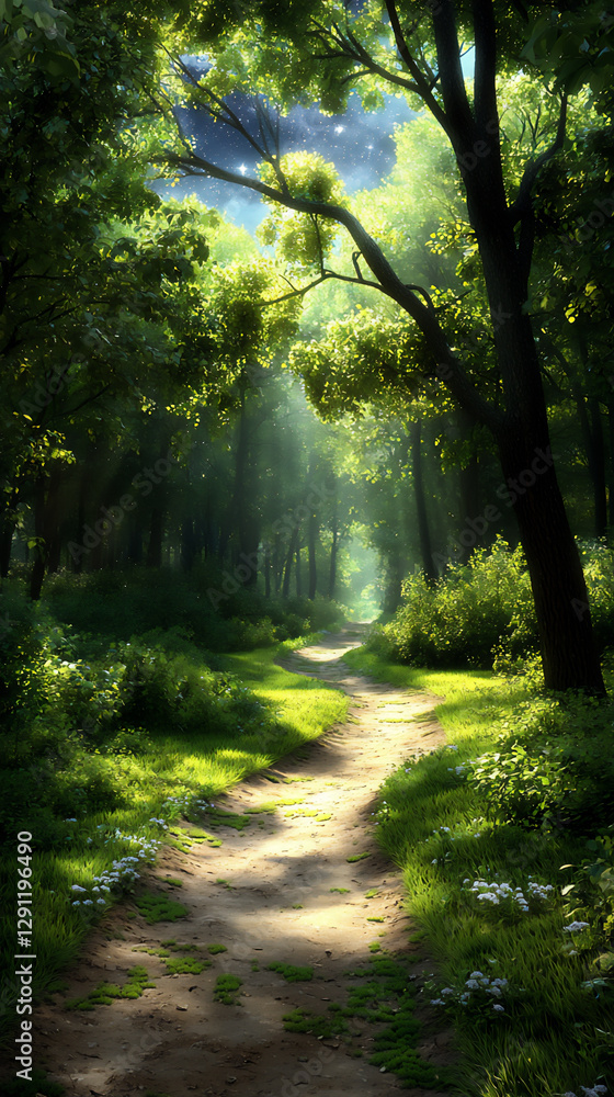 Fototapeta premium enchanted forest with starry night