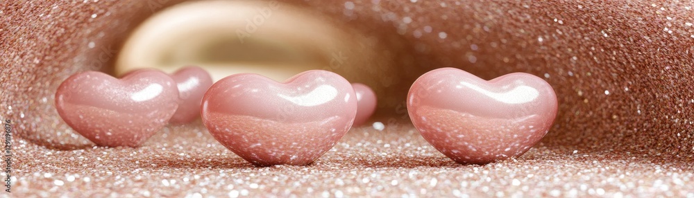 Pink hearts in sparkly tunnel, Valentine's Day, romance Pink hearts in sparkly tunnel, Valentine's Day, romance