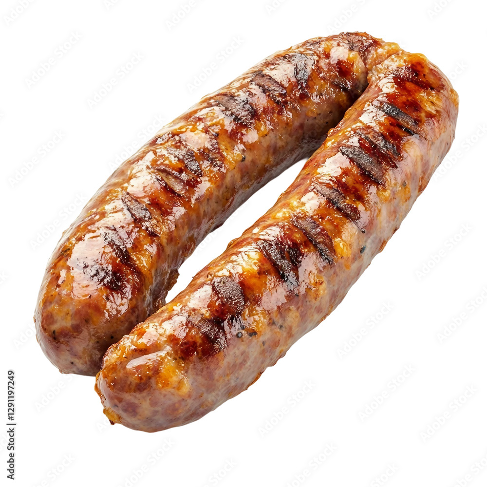 Fried sausage isolated on transparent background, top view Fried sausage isolated on transparent background, top view