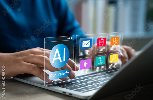 AI smart automation, Artificial intelligence in daily life, Enhancing human lives and business efficiency with artificial intelligence and future technologies, Machine learning, Data analysis. photo