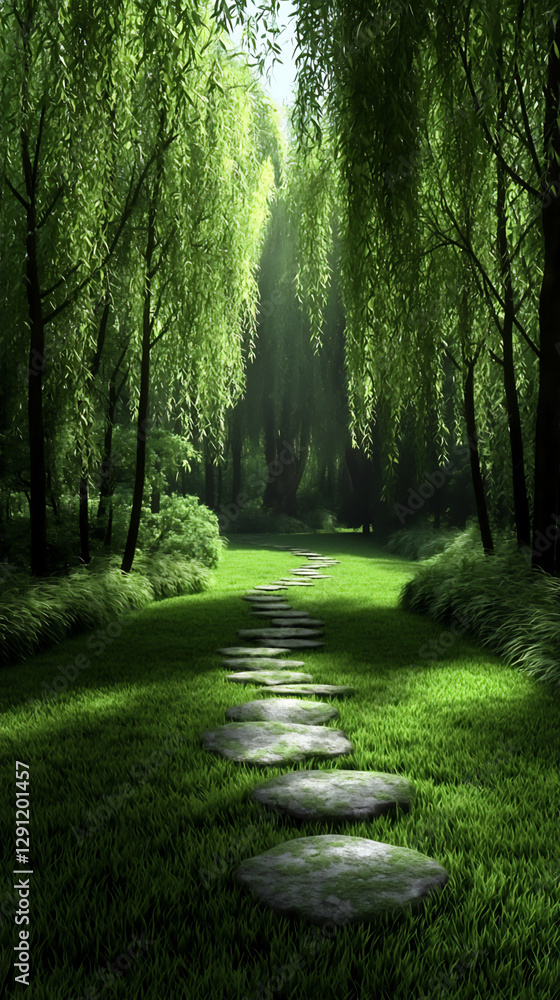 Obraz premium enchanted forest with whispering willows