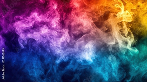 A colorful smokey background with a rainbow of colors. The smoke is thick and dense, creating a sense of depth and movement. The colors of the smoke seem to blend together seamlessly