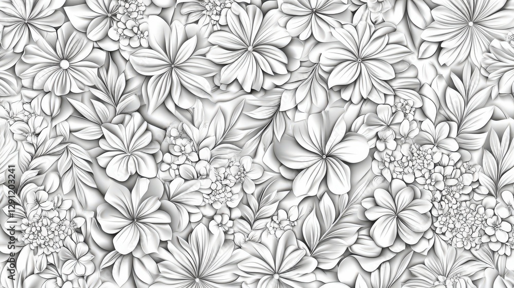 Fototapeta premium Stunning Black and White Floral Pattern Design for Home Decor