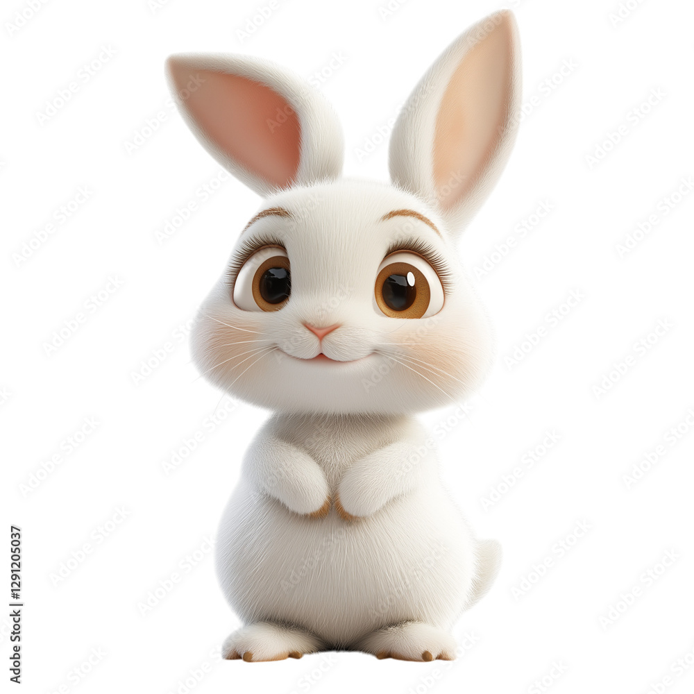 Obraz premium 3D cartoon of a unique rabbit elephant character, designed in a playful and imaginative style, ideal for games, animations, and digital illustrations, showcasing a fun, quirky hybrid animal