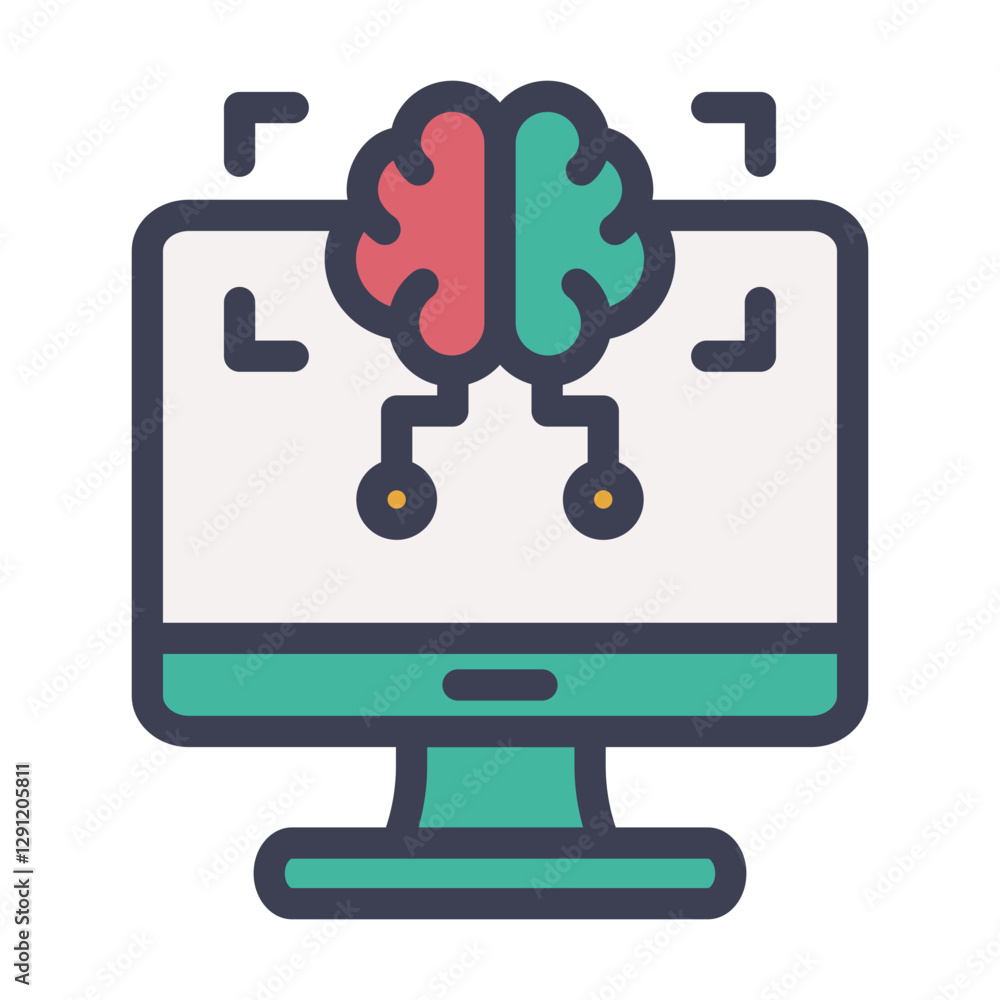 computer brain ai filled style computer brain ai filled style