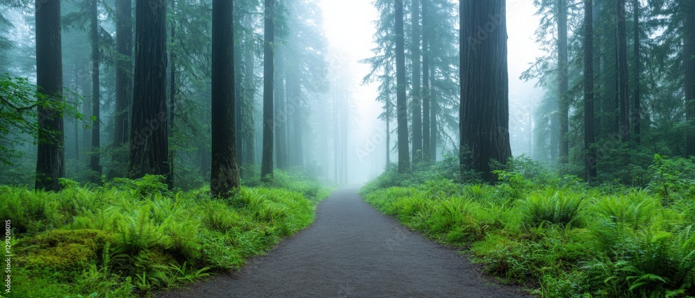 Obraz premium path Through a foggy Forest