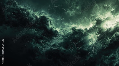 Wallpaper Mural storm green lightning, solid black background Torontodigital.ca