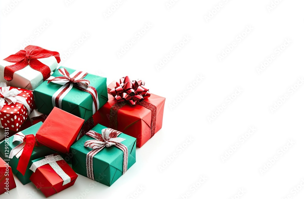 Christmas gifts piled high on white background (2) Christmas gifts piled high on white background (2)