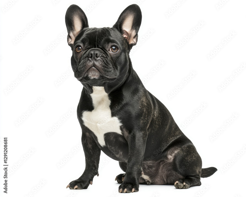 Adorable French Bulldog Posed Elegantly Against a Bright White Backdrop Adorable French Bulldog Posed Elegantly Against a Bright White Backdrop