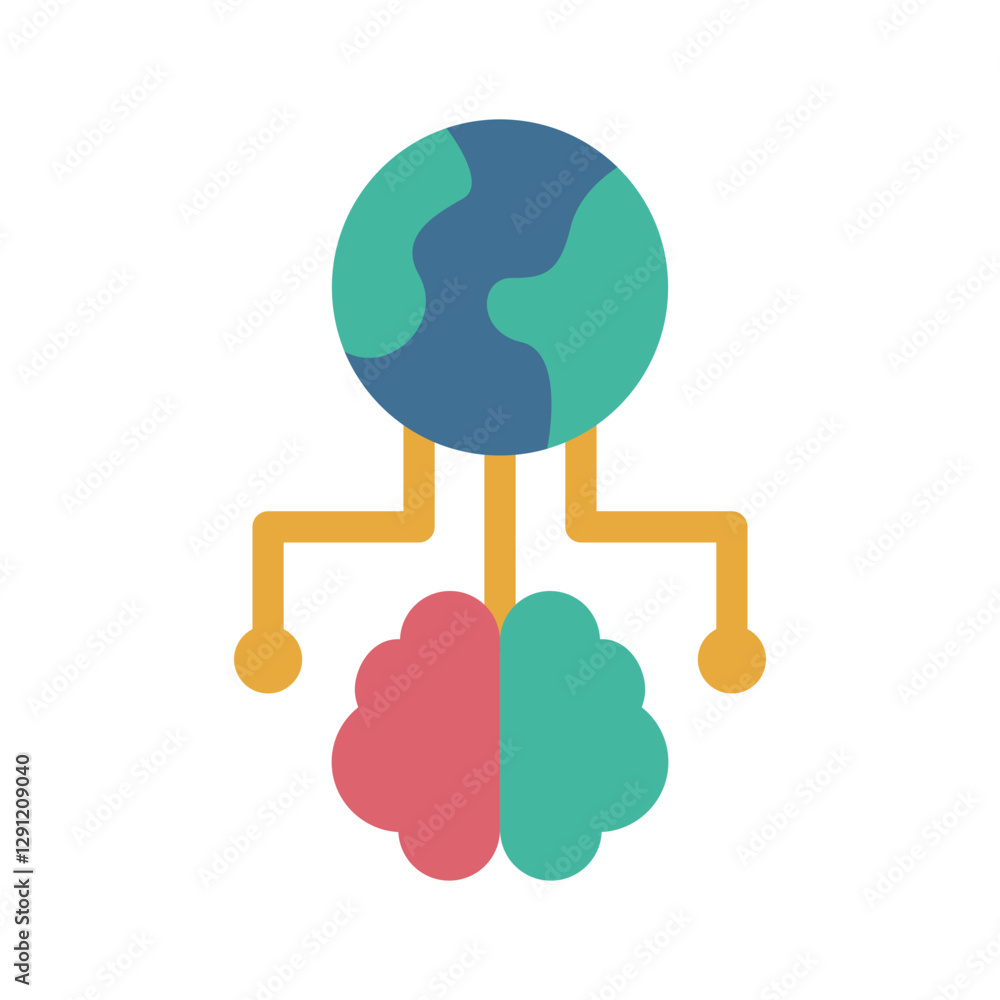 world ai technology flat style
