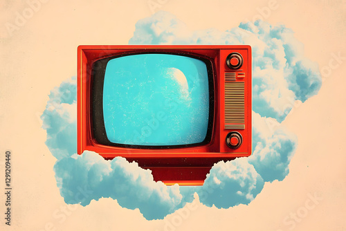 Wallpaper Mural Exclusive art banner collage of retro television 3d film broadcast bubble communication news icon channel news program cloud Torontodigital.ca