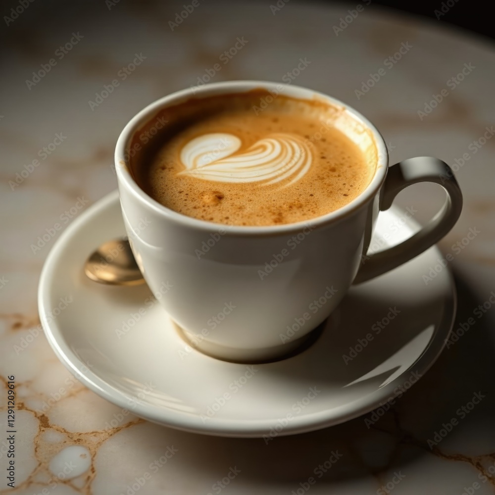 Luxurious golden coffee cup on marble surface, sophistication, cup, elegance Luxurious golden coffee cup on marble surface, sophistication, cup, elegance