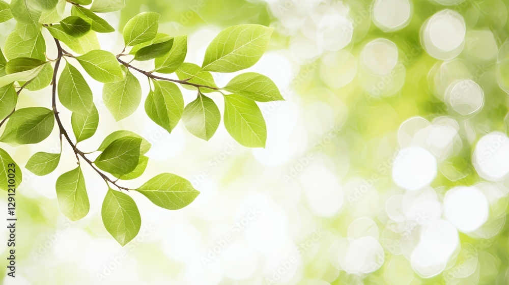 Green Leaves Branch Sunlight Bokeh Background Green Leaves Branch Sunlight Bokeh Background