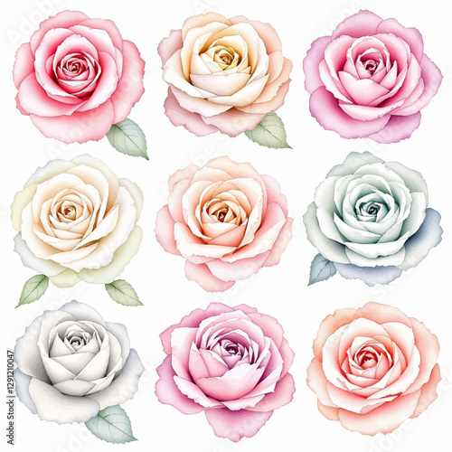 Roses Ephemera Clipart, Roses Fussy Cut, Printable Watercolor clipart, Watercolor Floral clipart	
