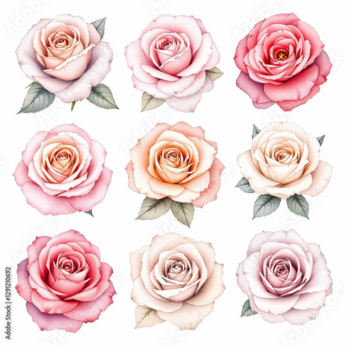 Roses Ephemera Clipart, Roses Fussy Cut, Printable Watercolor clipart, Watercolor Floral clipart	