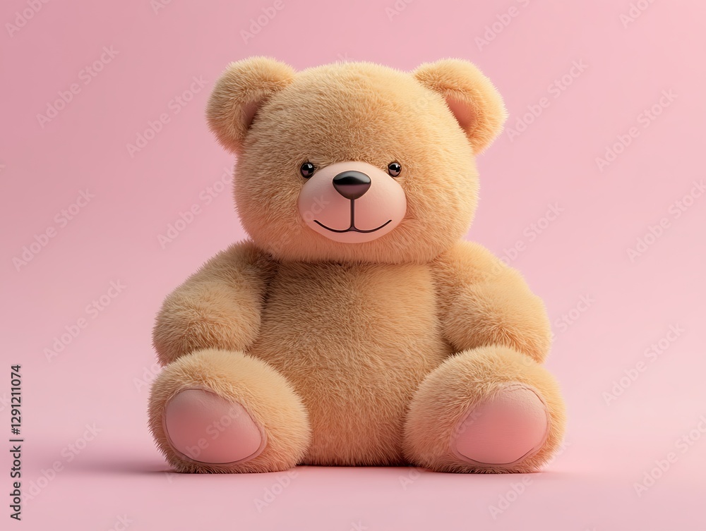 A teddy bear emoji isolated on a soft pink background. A teddy bear emoji isolated on a soft pink background.
