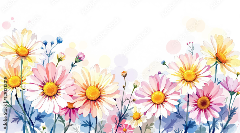 Abstract watercolor background with chamomile flowers Abstract watercolor background with chamomile flowers