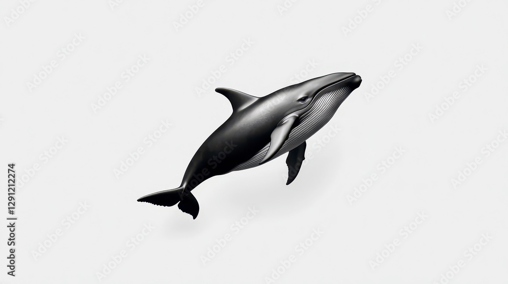 Stylized Black and White Dolphin Illustration on Light Gray Background Stylized Black and White Dolphin Illustration on Light Gray Background