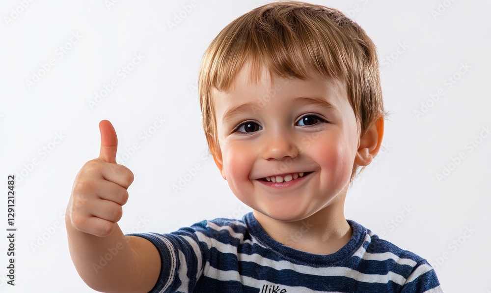 Happy toddler giving thumbs up