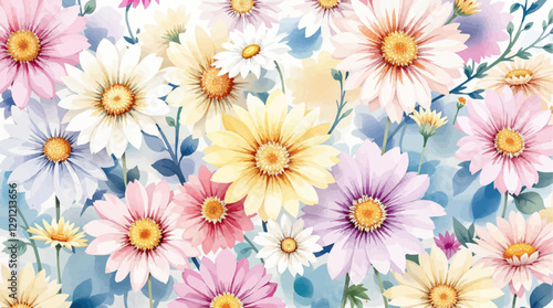 Botanical frame featuring wildflowers and daisies. Vector flat minimalistic isolated illustration.