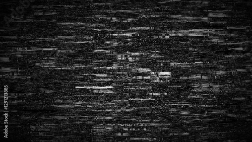 Old damaged tv . The end of the on videocassette. Damaged and worn magnetic tape in the cassette. Looped endless video.