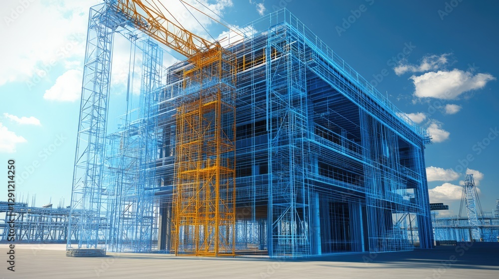 Fototapeta premium Innovative Construction: Laser Scanning and 3D Building Energy Modeling in Industrial Settings