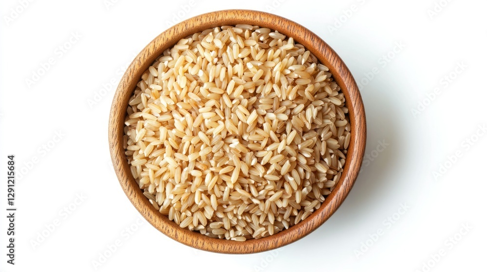 Nutrient-Rich Brown Rice in Wooden Bowl: A Top-Down View of Natural Ingredients for Healthy Cooking Nutrient-Rich Brown Rice in Wooden Bowl: A Top-Down View of Natural Ingredients for Healthy Cooking