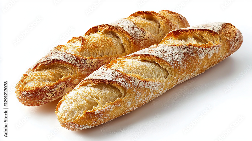A sliced baguette with a crispy crust and soft interior A sliced baguette with a crispy crust and soft interior