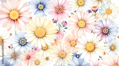 Botanical frame featuring wildflowers and daisies. Vector flat minimalistic isolated illustration.
