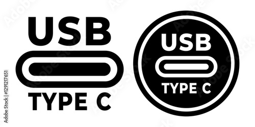 USB Type C icon. Symbol USB Type C charger icon isolated on white background