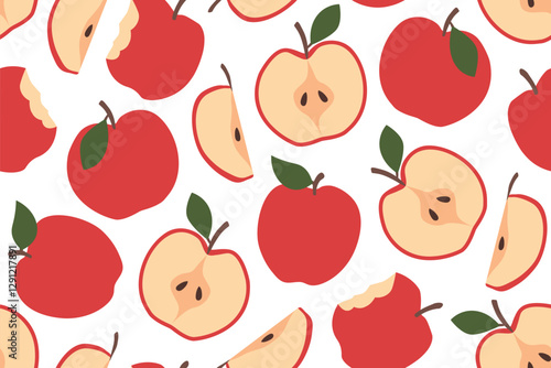 seamless apples pattern, nature, fruit background vector illustration