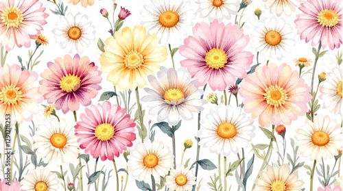 Botanical frame featuring wildflowers and daisies. Vector flat minimalistic isolated illustration.