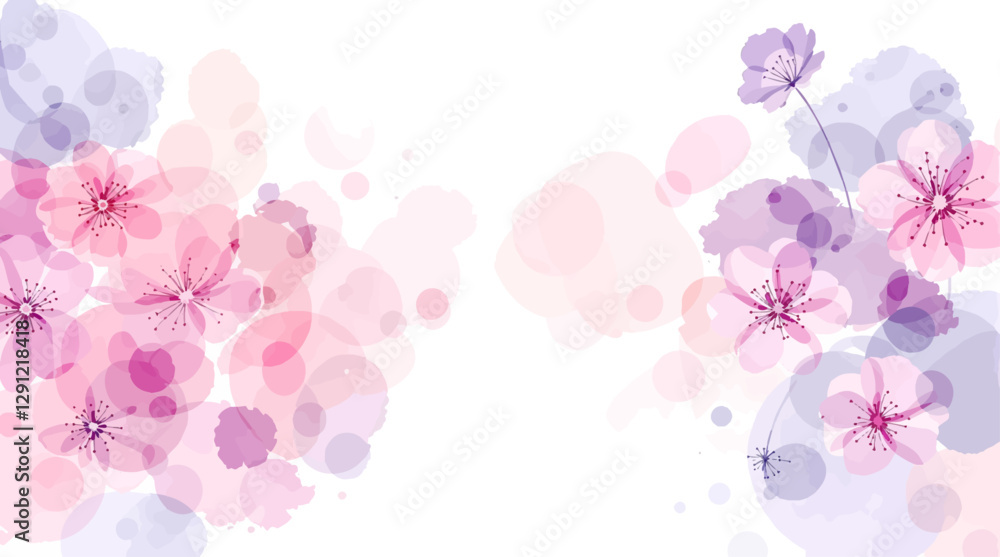 Floral seamless pattern with pink and purple flowers. Elegant and delicate floral design. Floral seamless pattern with pink and purple flowers. Elegant and delicate floral design.