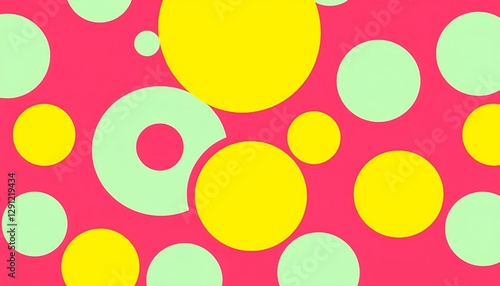 Playful Retro Geometric Pattern with Colorful Circles
