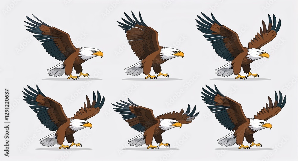 Obraz premium Set bundle of eagle minimalist childish style illustration on plain white background