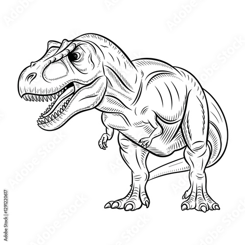 Monochrome T-Rex Illustration – Vintage Dinosaur Artwork