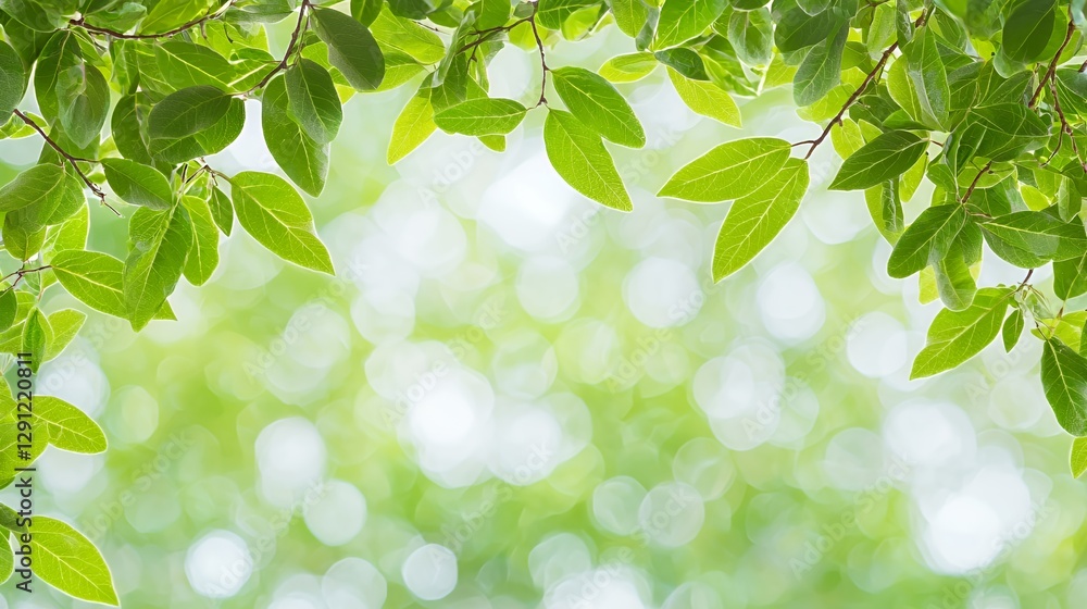 Bright Green Leaves Frame Natural Bokeh Background Bright Green Leaves Frame Natural Bokeh Background