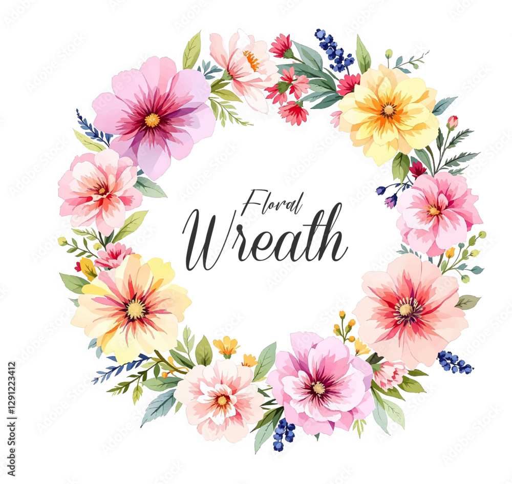 Fototapeta premium Flowers wreathss, Watercolor Flowers, Watercolor Borders, Watercolor Frames