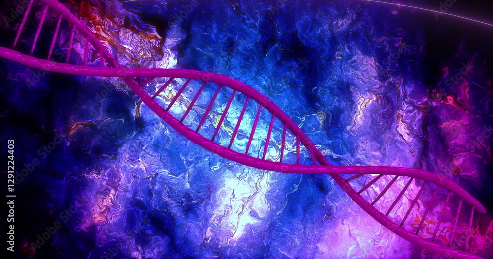 DNA strand image over abstract blue and purple swirling background DNA strand image over abstract blue and purple swirling background