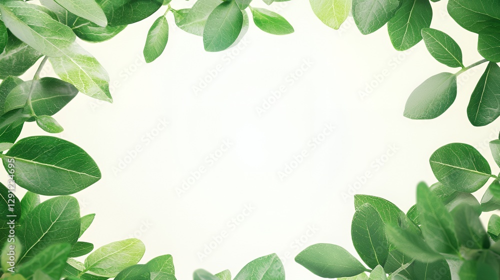 Green Leaves Frame on White Background Green Leaves Frame on White Background