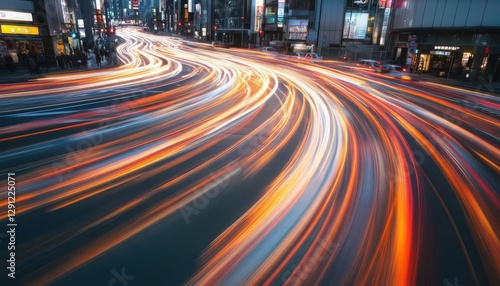 Wallpaper Mural Dynamic City Night Traffic Light Trails and Blurry Cityscape Torontodigital.ca