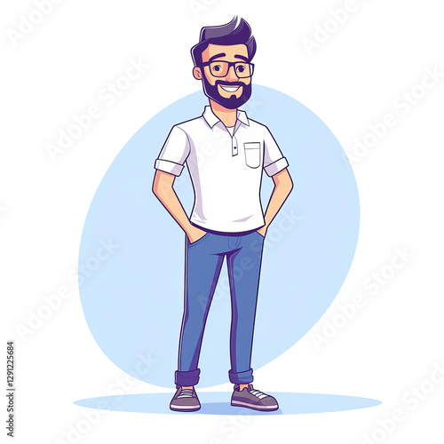  cartoon-style illustration of funny man 