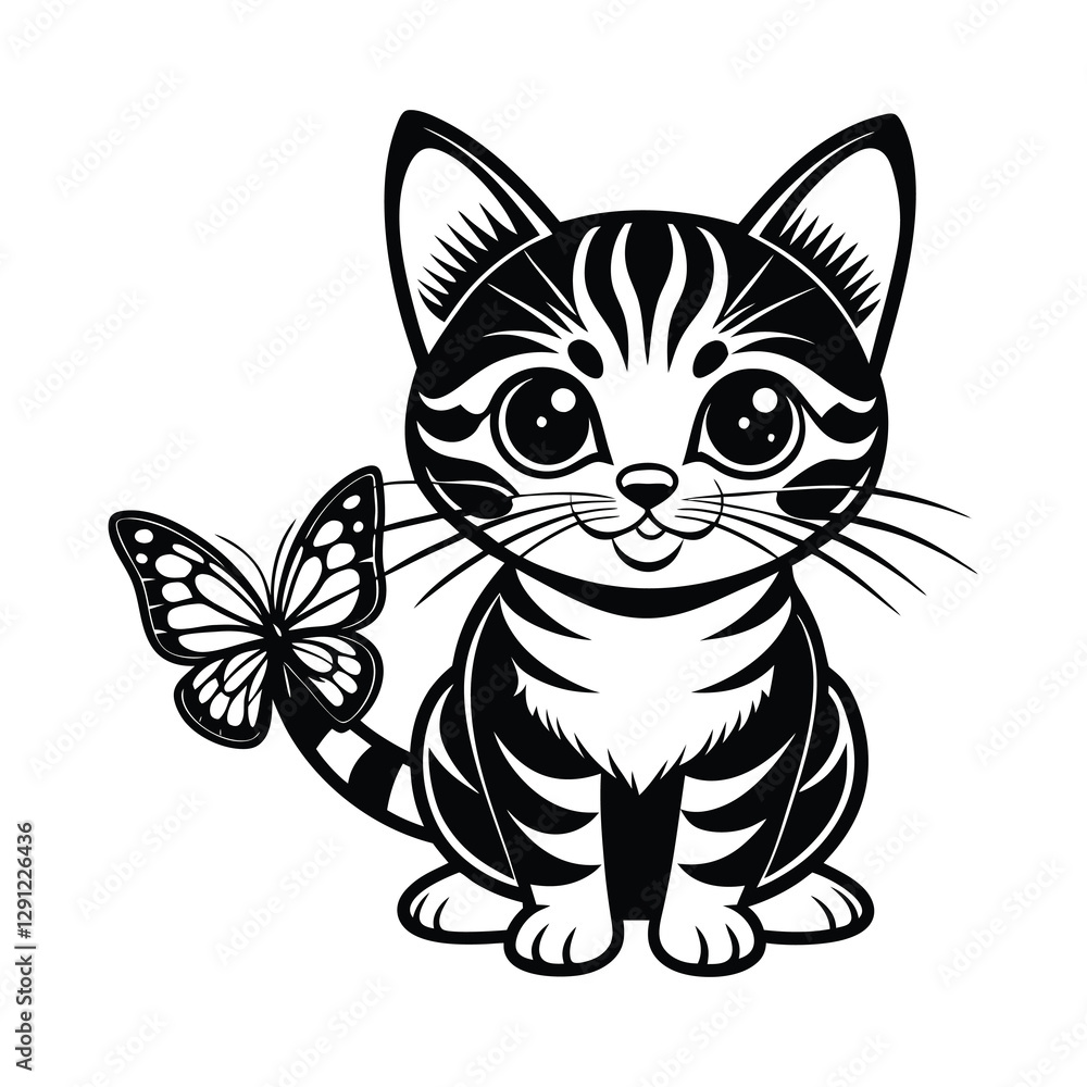Obraz premium Cat with Butterfly