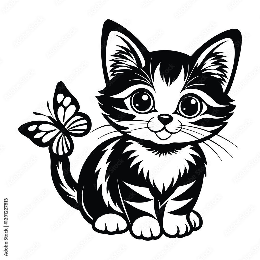 Obraz premium Cat with Butterfly