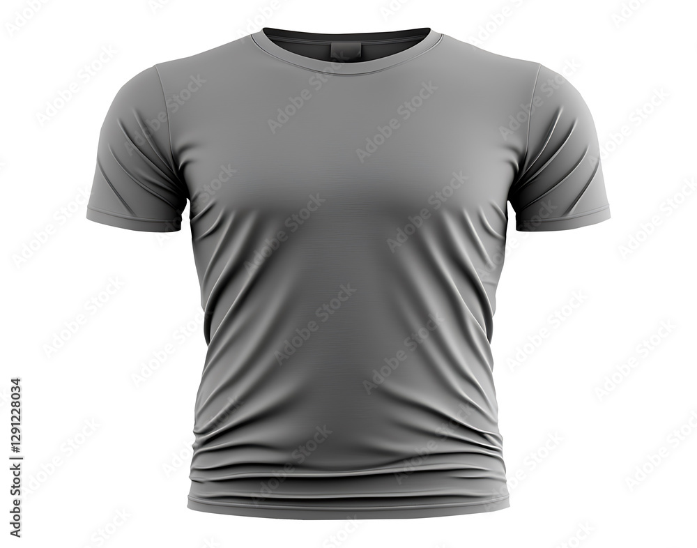 A cotton T-shirt mockup, isolated and centered on a clean white background, showcasing its soft texture and realistic fabric details A cotton T-shirt mockup, isolated and centered on a clean white background, showcasing its soft texture and realistic fabric details