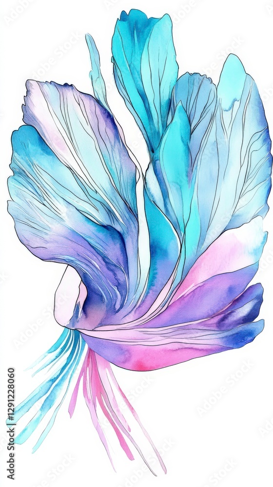 Obraz premium Abstract Watercolor Flower Art Print: Delicate Petals in Vibrant Hues